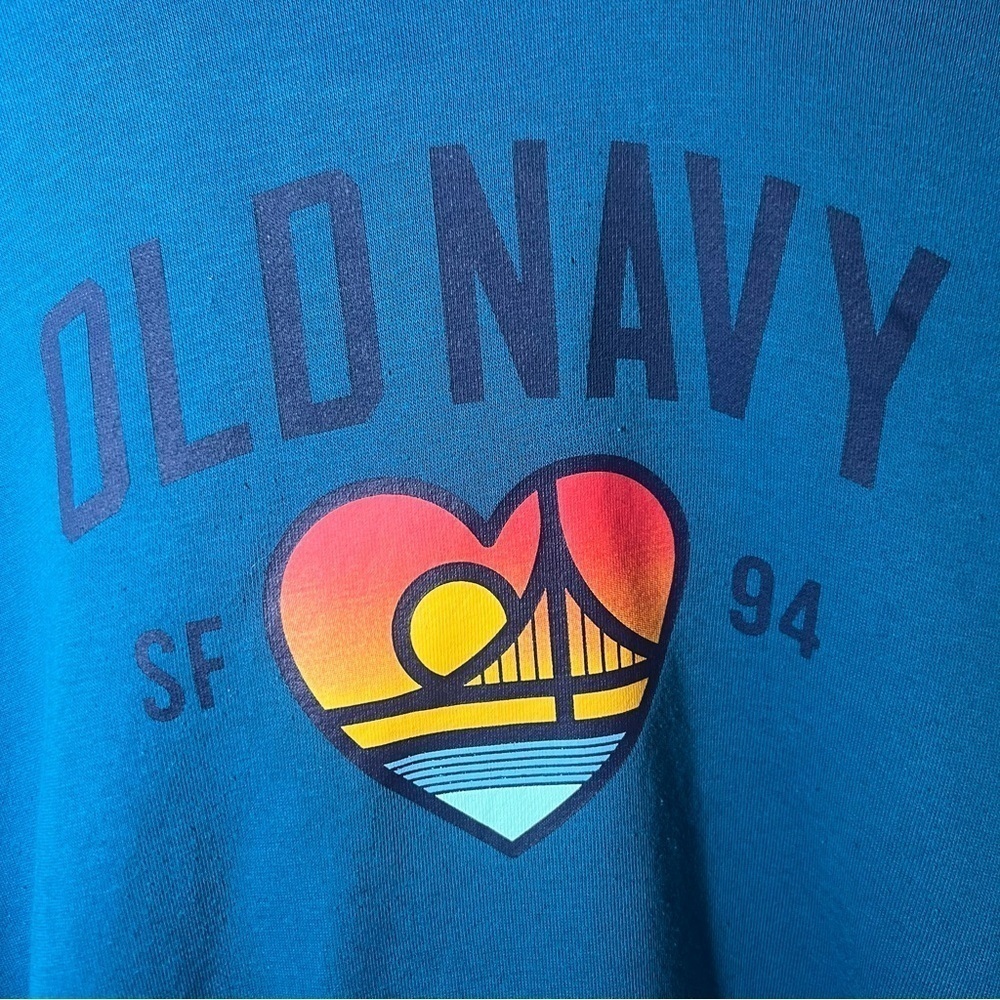 Old Navy Teal Hoodie with Heart Graphic​​​​​​​ - Picture 3 of 6